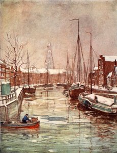 Un Canal de Groningen a Principios del Invierno, 1904